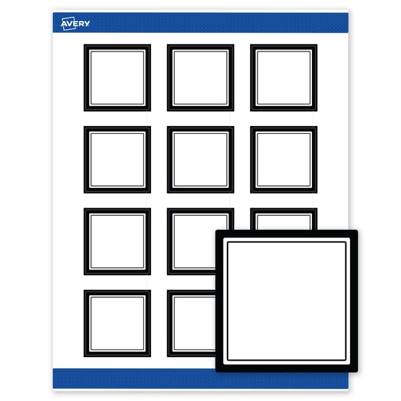 Avery Labels, 2" x 2", Matte White, Double Black Border