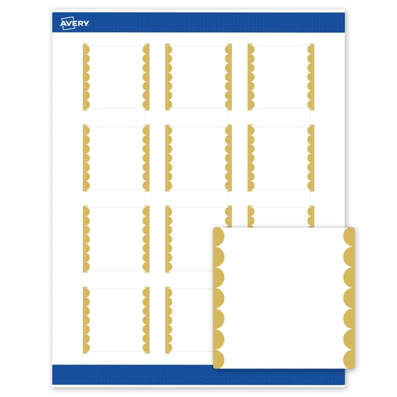 Avery Labels, 2" x 2", Matte White, Gold Dots Edge