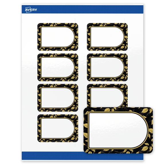 Avery Labels, 2" x 3", Arch with Gold Leaves Design, Glossy