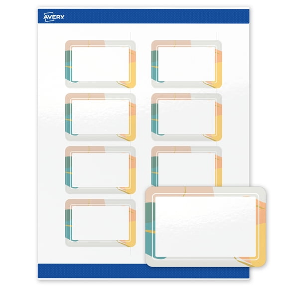 Avery Labels, 2" x 3", Color Block with Gold Specs, Glossy