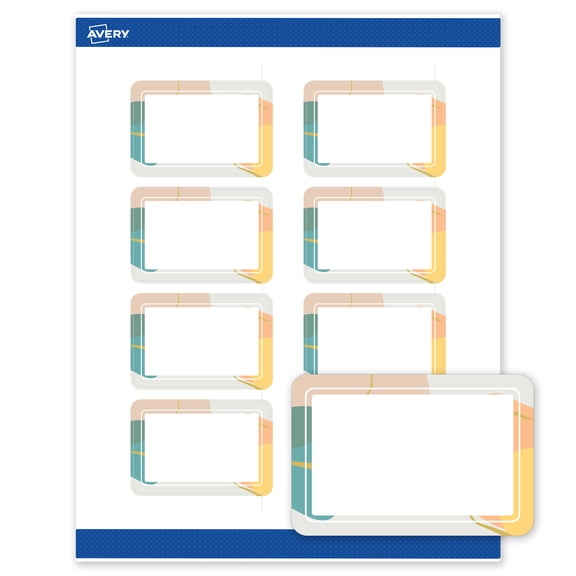 Avery Labels, 2" x 3", Color Block with Gold Specs, Matte