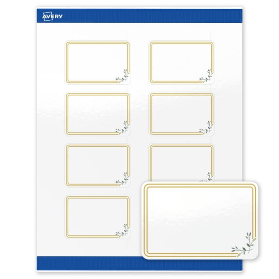 Avery Labels, 2" x 3", Glossy White, Double Gold Border/Florals