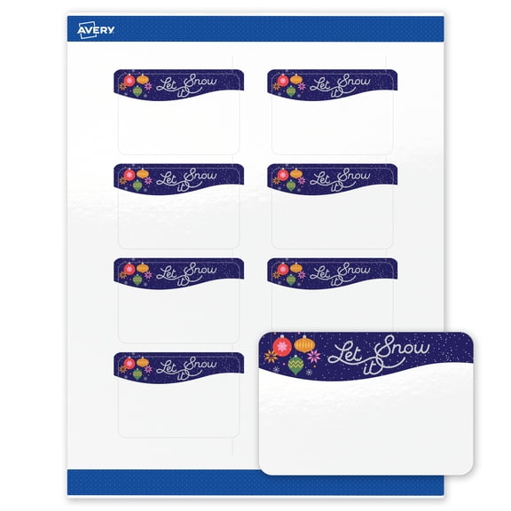 Avery Labels, 2" x 3", Glossy White, Let It Snow Design