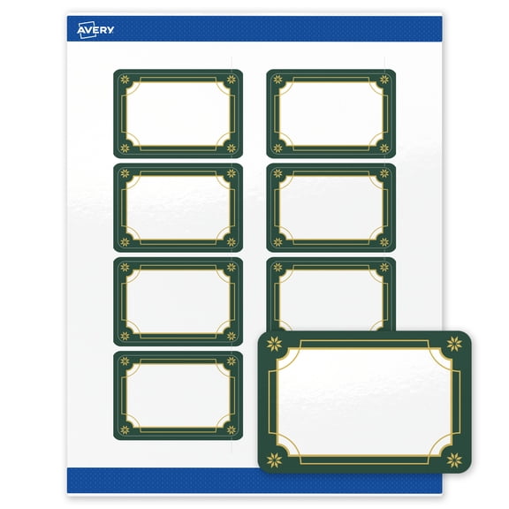 Avery Labels, 2" x 3", Gold-Green Border, Glossy, 80ct