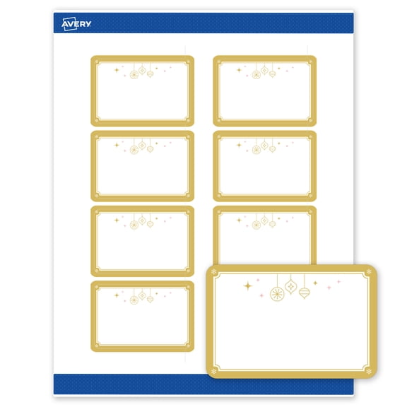 Avery Labels, 2" x 3", Gold-Metallic Ornaments, Matte, 80ct