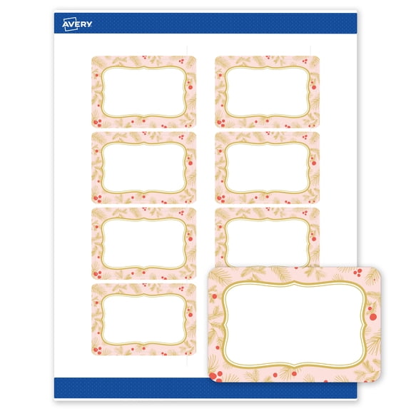 Avery® Labels, 2" x 3", Gold-Pink Berries, Matte, 80ct