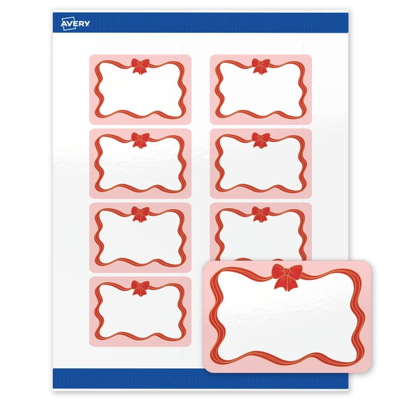 Avery® Labels, 2" x 3", Gold-Pink Bow, Glossy, 80ct