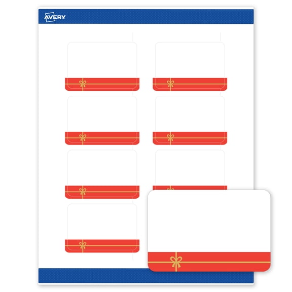 Avery Labels, 2" x 3", Gold-Red Gift, Matte, 80ct
