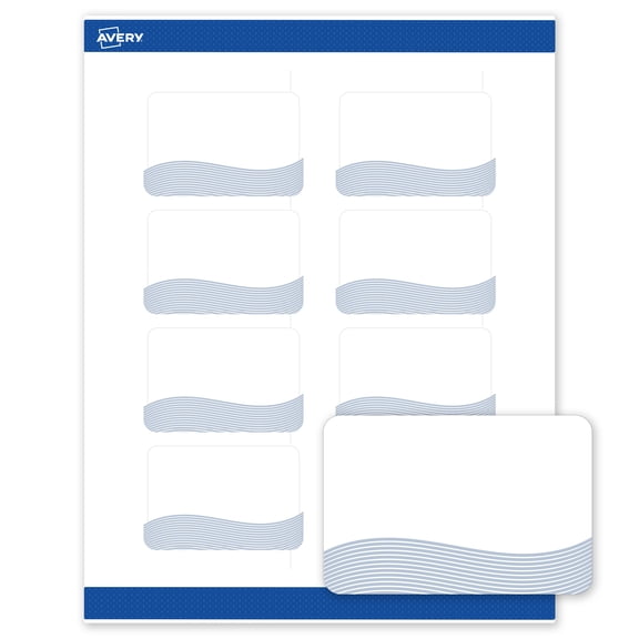 Avery Labels, 2" x 3", Matte White, Blue Waves Design