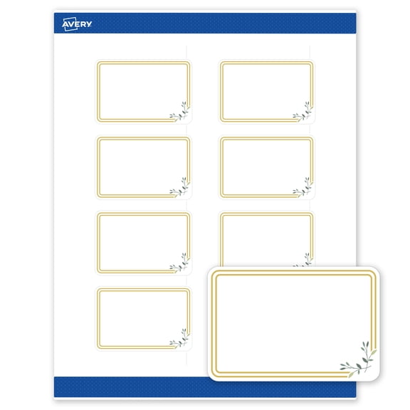 Avery Labels, 2" x 3", Matte White, Double Gold Border/Florals