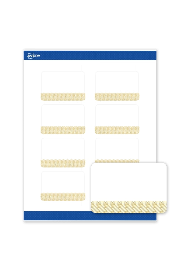 Labels, 2" x 3", Matte White, Gold Lace Trim