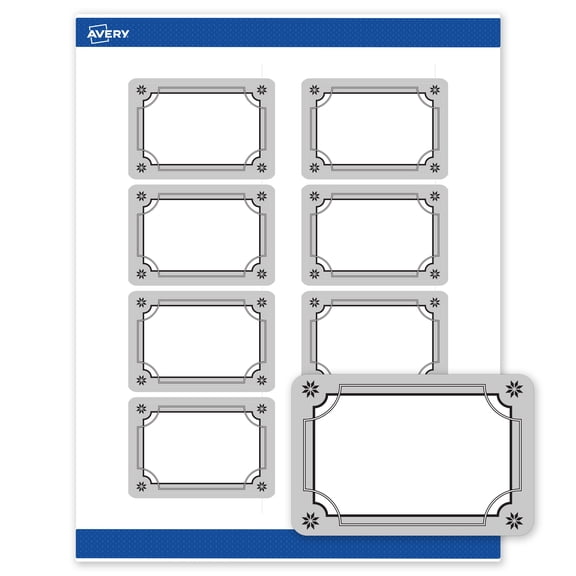 Avery Labels, 2" x 3", Matte White, Metallic Silver/Black Frame
