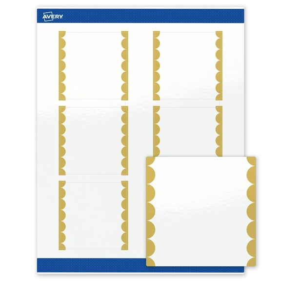 Avery Labels, 3" x 3", Glossy White, Gold Dots Edge