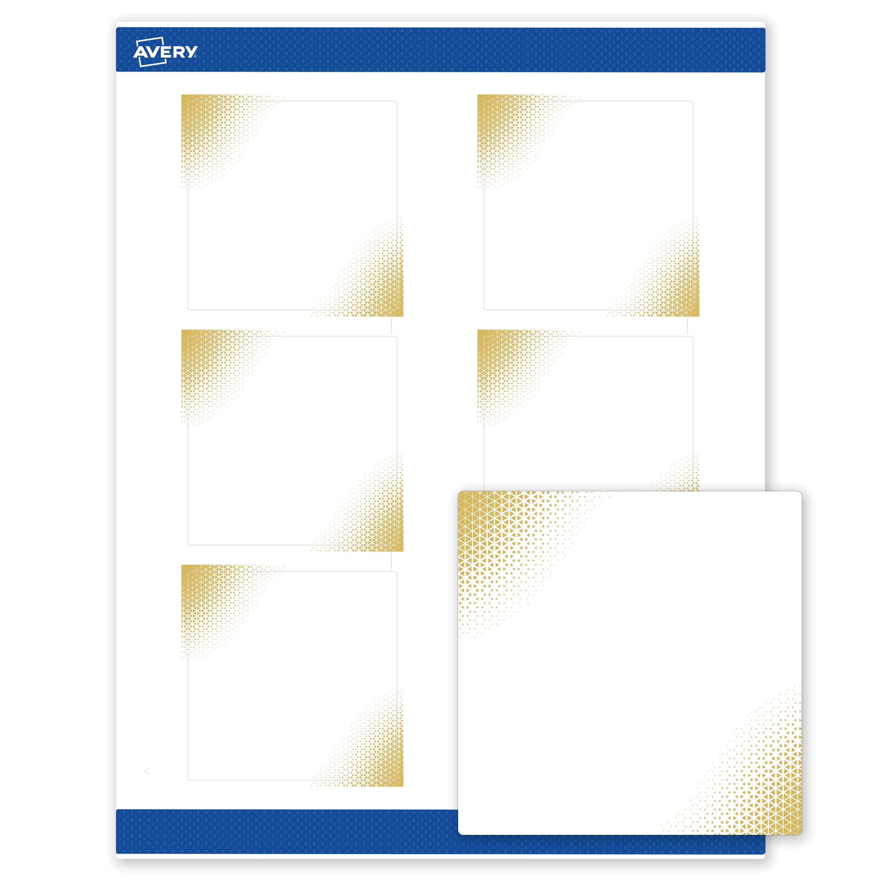 Avery Labels, 3" x 3", Matte White, Gold Blush Design
