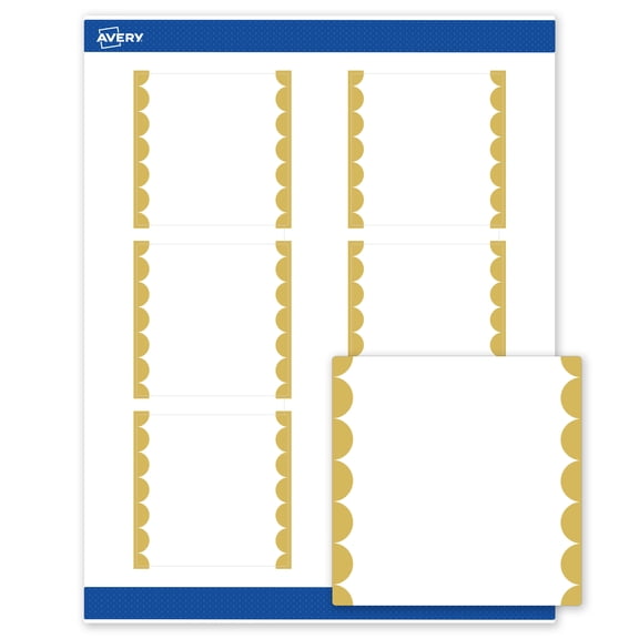 Avery Labels, 3" x 3", Matte White, Gold Dots Edge