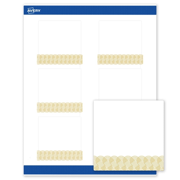 Avery Labels, 3" x 3", Matte White, Gold Lace Trim