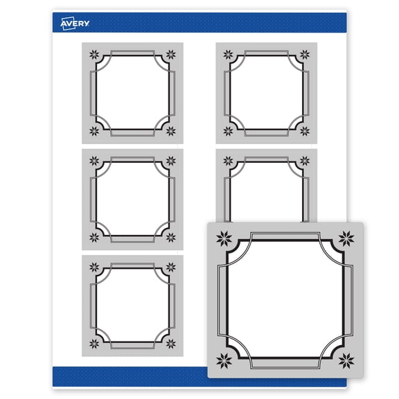 Avery Labels, 3" x 3", Silver-Metallic Black, Matte, 60ct
