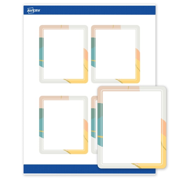 Avery Labels, 4" x 3-1/3", Matte White, Color Block/Gold Veins