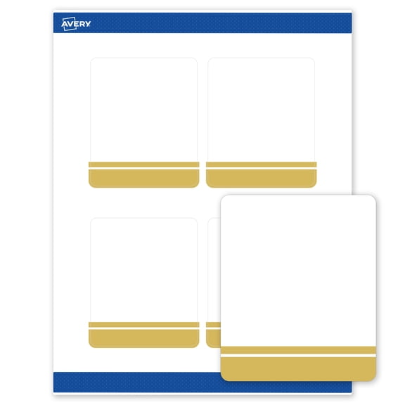 Avery Labels, 4" x 3-1/3", Matte White, Double Dipped Gold Edge