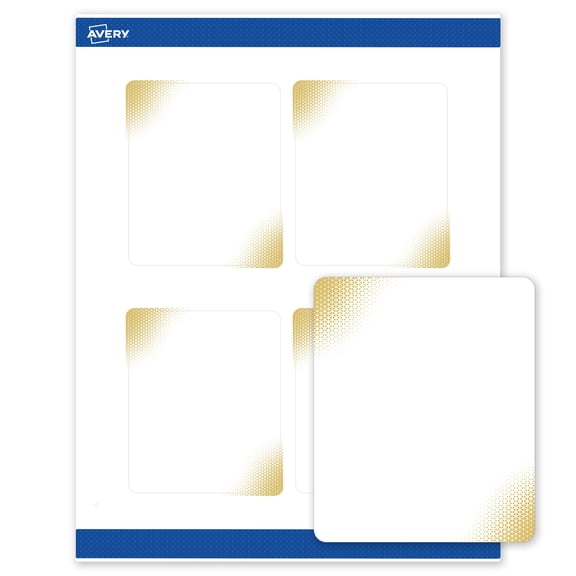 Avery Labels, 4" x 3-1/3", Matte White, Gold Blush