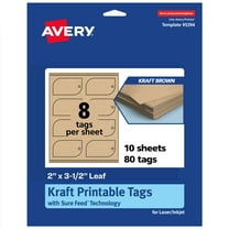 Avery Leaf Printable Tags, 2" x 3-1/2", Kraft Brown, 80 Total