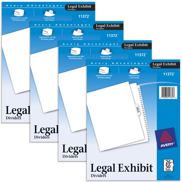 Avery Legal Exhibit Binder Dividers, Preprinted 2650 and Table of