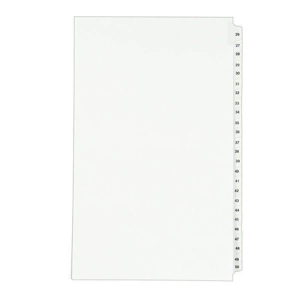 Avery Legal Paper Divider, Avery Style, White, 26-50 (01431)