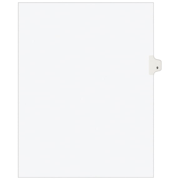Avery Legal Paper Divider, Avery Style, White, Side Tab 9 (11919)