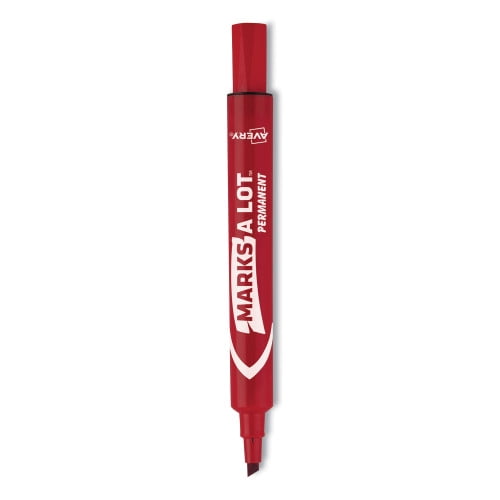 MARKS A LOT Regular Desk-Style Permanent Marker, Broad Chisel Tip, Red, Dozen (7887) MARKS A LOT Regular Desk-Style Permanent Marker, Broad Chisel Tip, Red, Dozen (7887)