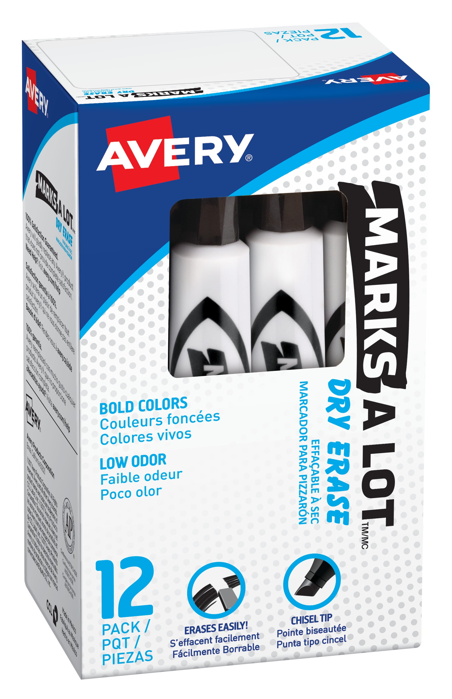 Erasing Marks Avery Marks-A-Lot Desk-Style Dry Erase Marker, Chisel Tip, Black, Dozen ...
