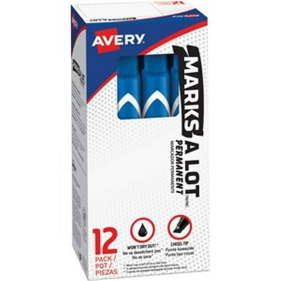 Avery Marks-A-Lot Desk-Style Permanent Chisel Marker, Blue - Large