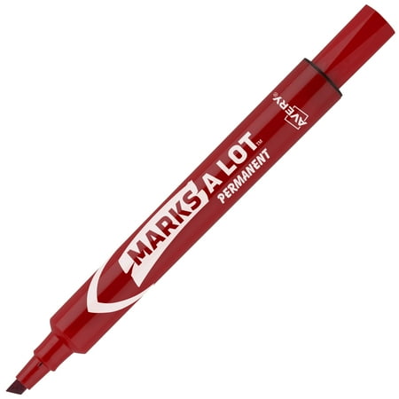 Avery Marks A Lot Markers, Chisel Tip, Permanent, Large Desk-Style, 1 Red Marker (08887)