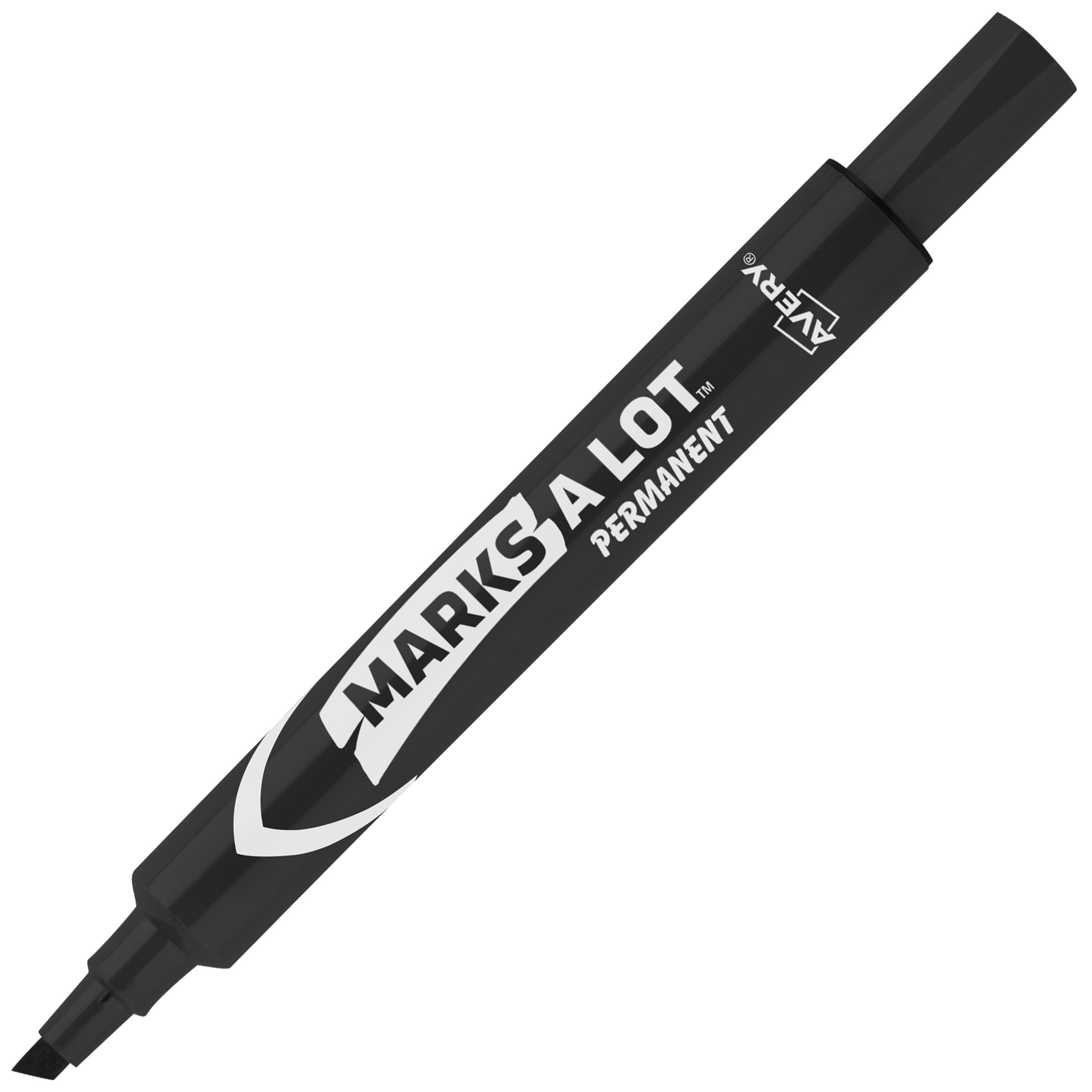 Marks-A-Lot Permanent Marker, Jumbo Desk-Style Size, Chisel Tip, 1 Black  Marker (24138)