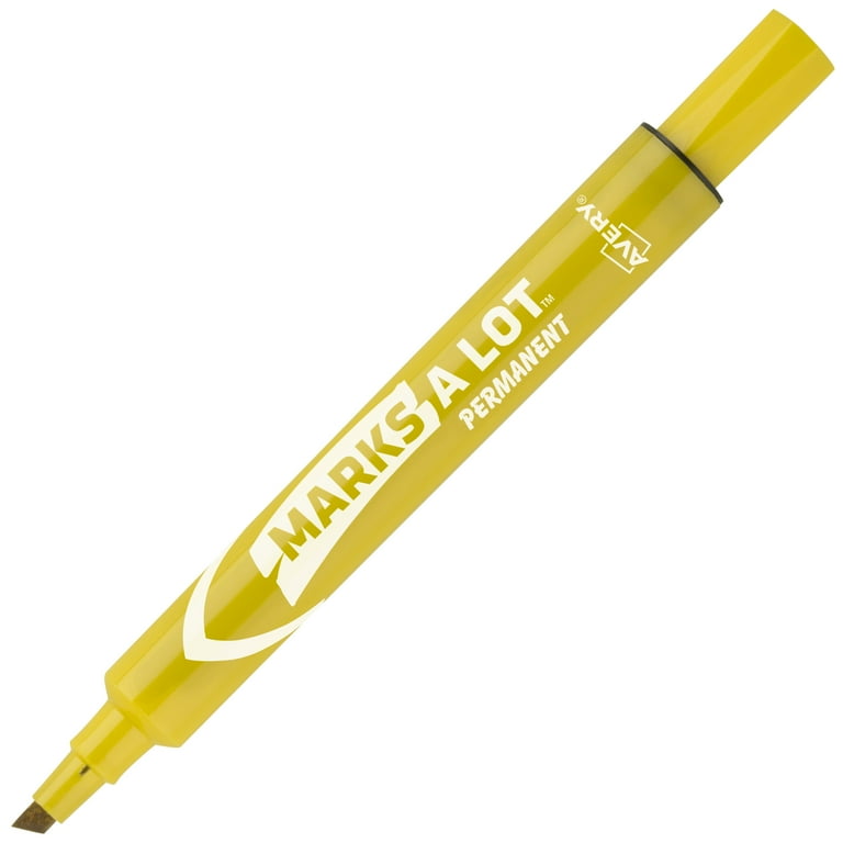 MARKS A LOT Large Desk-Style Permanent Marker, Broad Chisel Tip, Yellow, Dozen (8882) MARKS A LOT Large Desk-Style Permanent Marker, Broad Chisel Tip, Yellow, Dozen (8882)