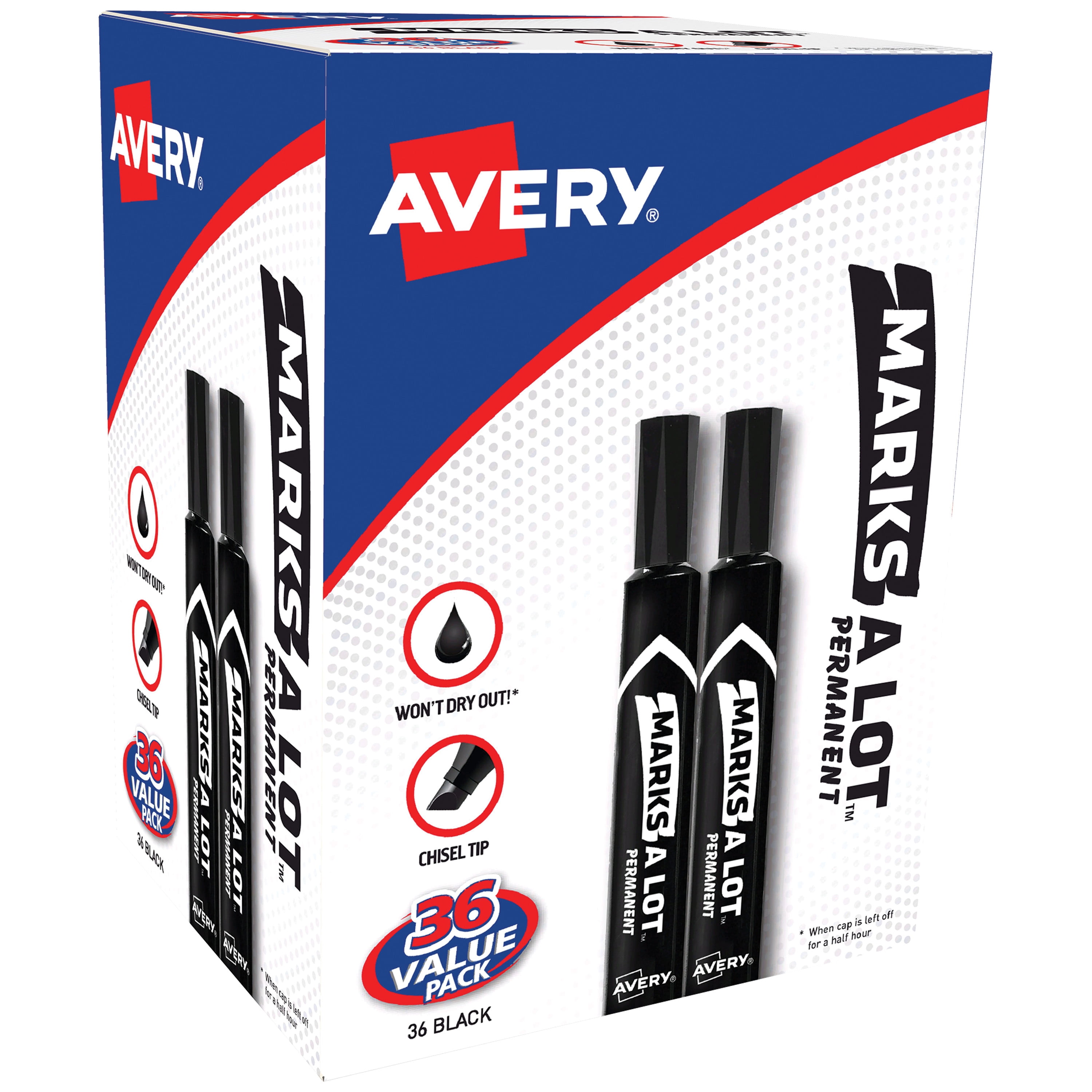 Avery® Dual Tip Markers, Fine Tip Marker and Chisel Tip Marker,  Quick-Drying Water-Based Markers, Black, Ideal Planner Markers and Bullet  Journal Markers, 3-Pack (25001)
