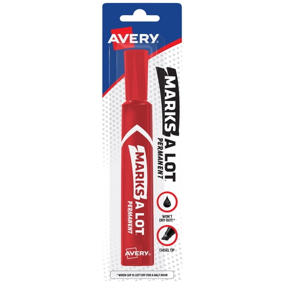 Avery Marks A Lot Permanent Markers, Regular Desk-Style, 1 Red Marker