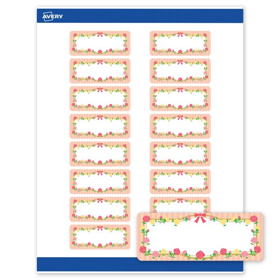Avery Matte 1" x 2-5/8" Labels, Gold Frame w/Roses, 320ct