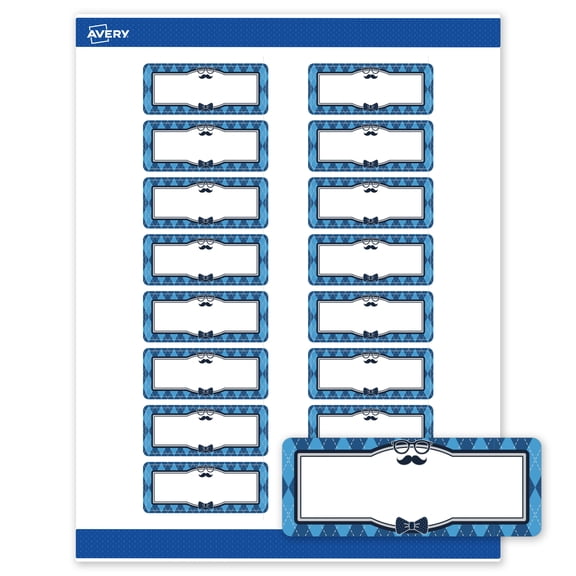 Avery Matte 1" x 2-5/8" Labels, Silver & Blue Diamond, 320ct