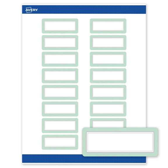Avery Matte 1" x 2-5/8" Labels, Silver & Mint Frame, 320ct