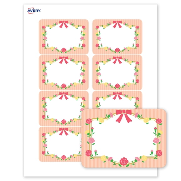 Avery Matte 2-1/3" x 3-3/8" Name Badges, Gold Frame w/Roses, 160ct