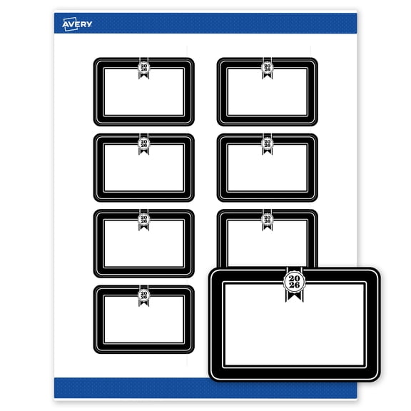 Avery Matte 2" x 3" Labels, Black & White Seal, 80ct