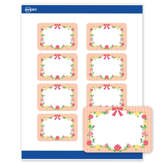 Avery Matte 2" x 3" Labels, Gold Frame w/Roses, 80ct