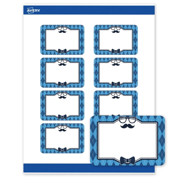 Avery Matte 2" x 3" Labels, Silver & Blue Diamond, 80ct
