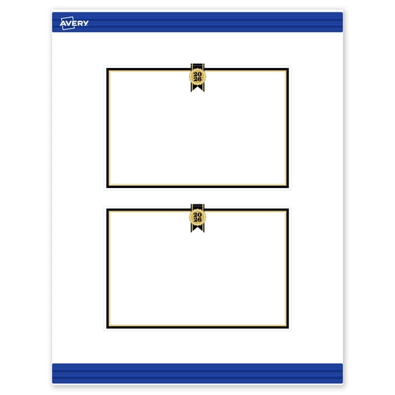 Avery Matte 4" x 6" Postcards, Gold & Black Seal, 20ct