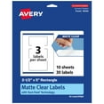 thumbnail image 1 of Avery Matte Clear Rectangle Labels, 2-1/2" x 5", 30 Total, 1 of 10