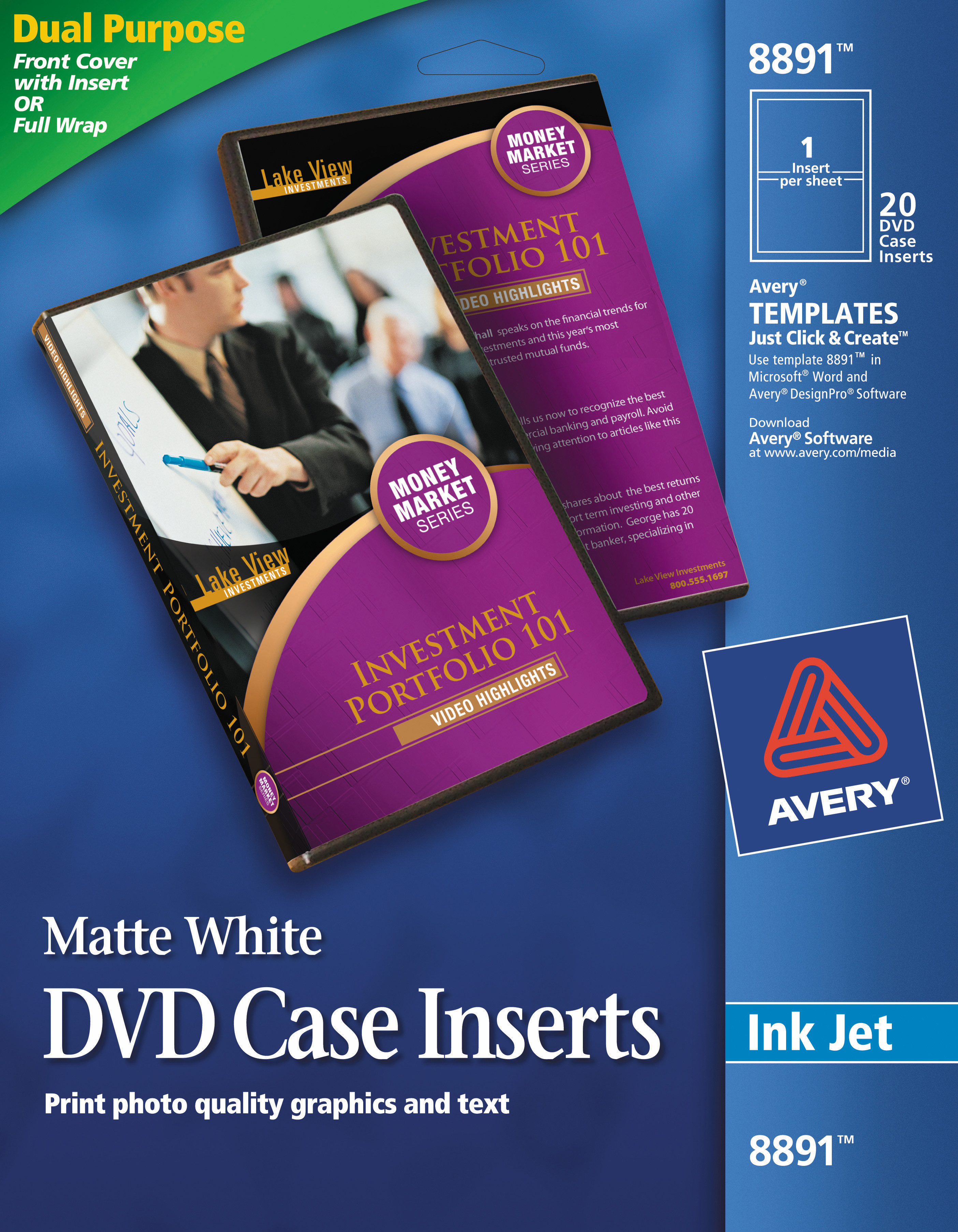 Avery Matte White DVD Case Inserts, 20 Inserts (8891) - image 1 of 3