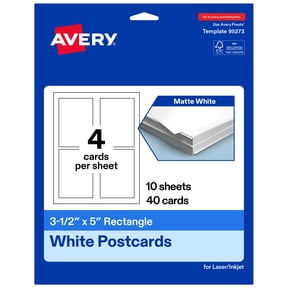 Avery Matte White Rectangle Cards, 3.5" x 5", 40ct