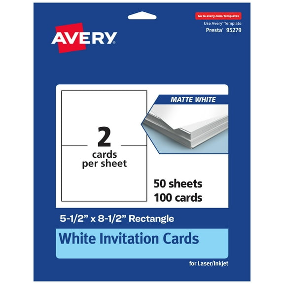 Avery Matte White Rectangle Cards, 5.5" x 8.5", 100ct
