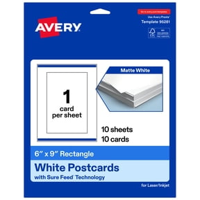 Avery Matte White Rectangle Cards, 6" x 9", 10ct