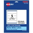 thumbnail image 1 of Avery Matte White Rectangle Labels, 1.75" x 7.75", 1,250 Labels, 1 of 8